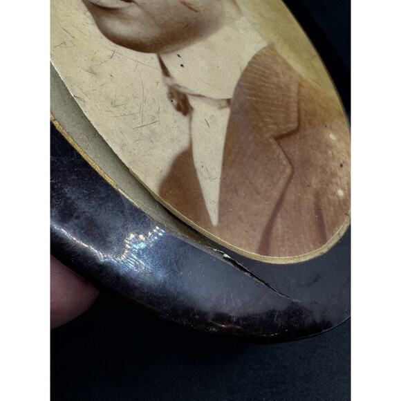 Vintage Photo On Metal Handsome African American Male- Damage - App 7 1/4” Tal - Picture 2 of 6